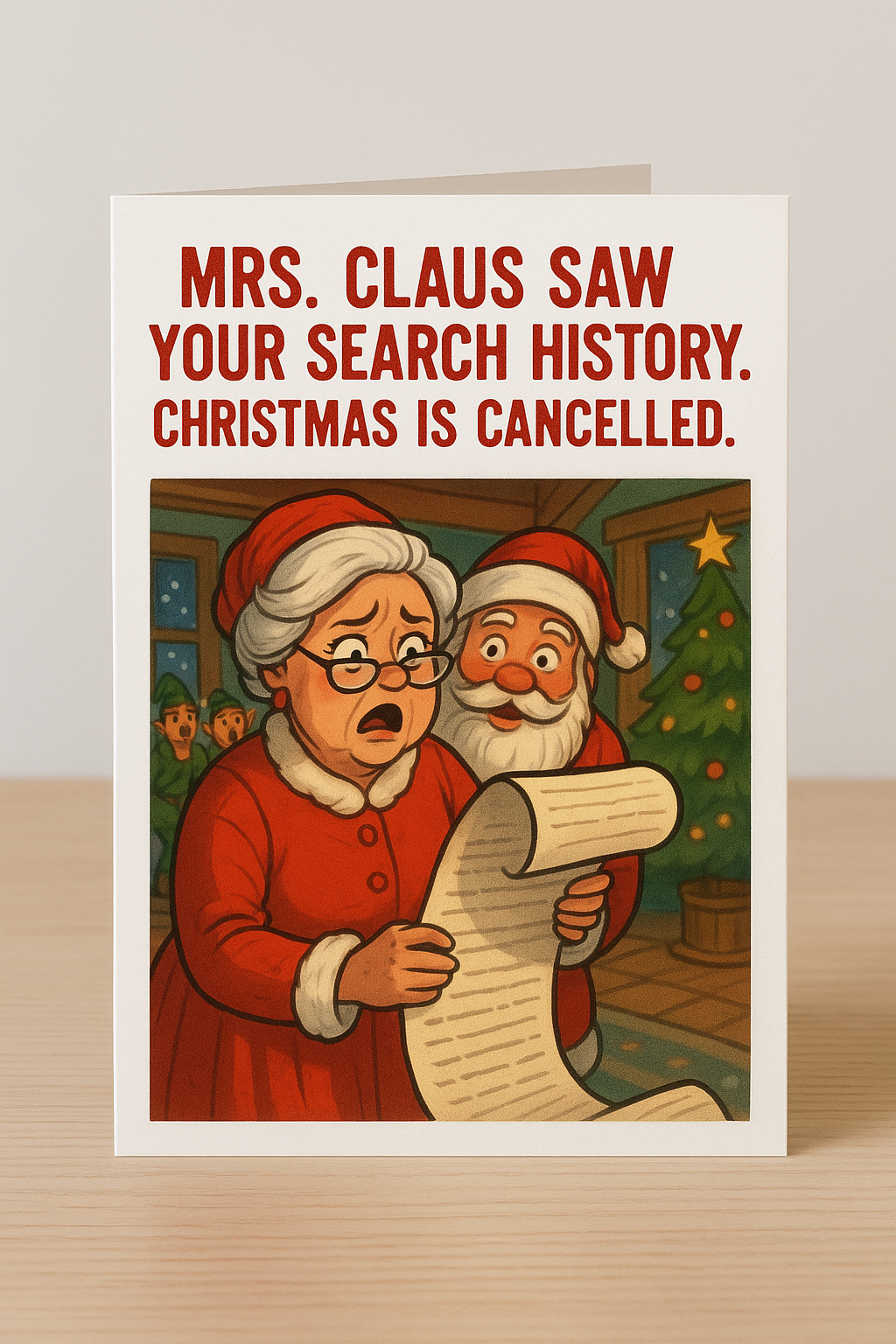 Mrs. Claus Saw Your Search History Funny Adult Christmas Card