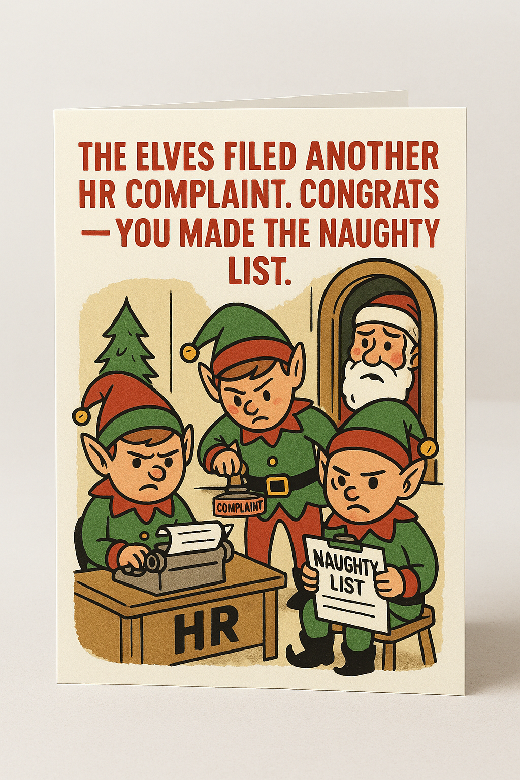 Elf HR Complaint Funny Office Christmas Card - Naughty List Congrats