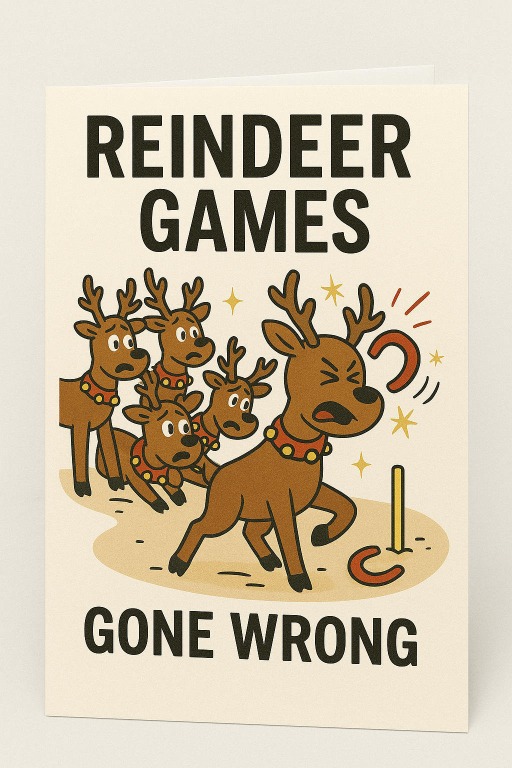 Reindeer Games Gone Wrong Funny Accident Christmas Card