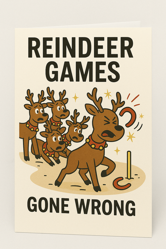 Reindeer Games Gone Wrong Funny Accident Christmas Card